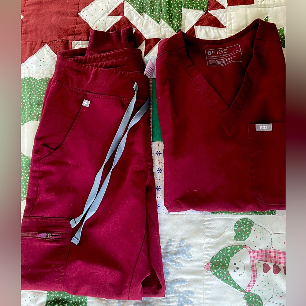 Womens Figs Scrubs Maroon Color